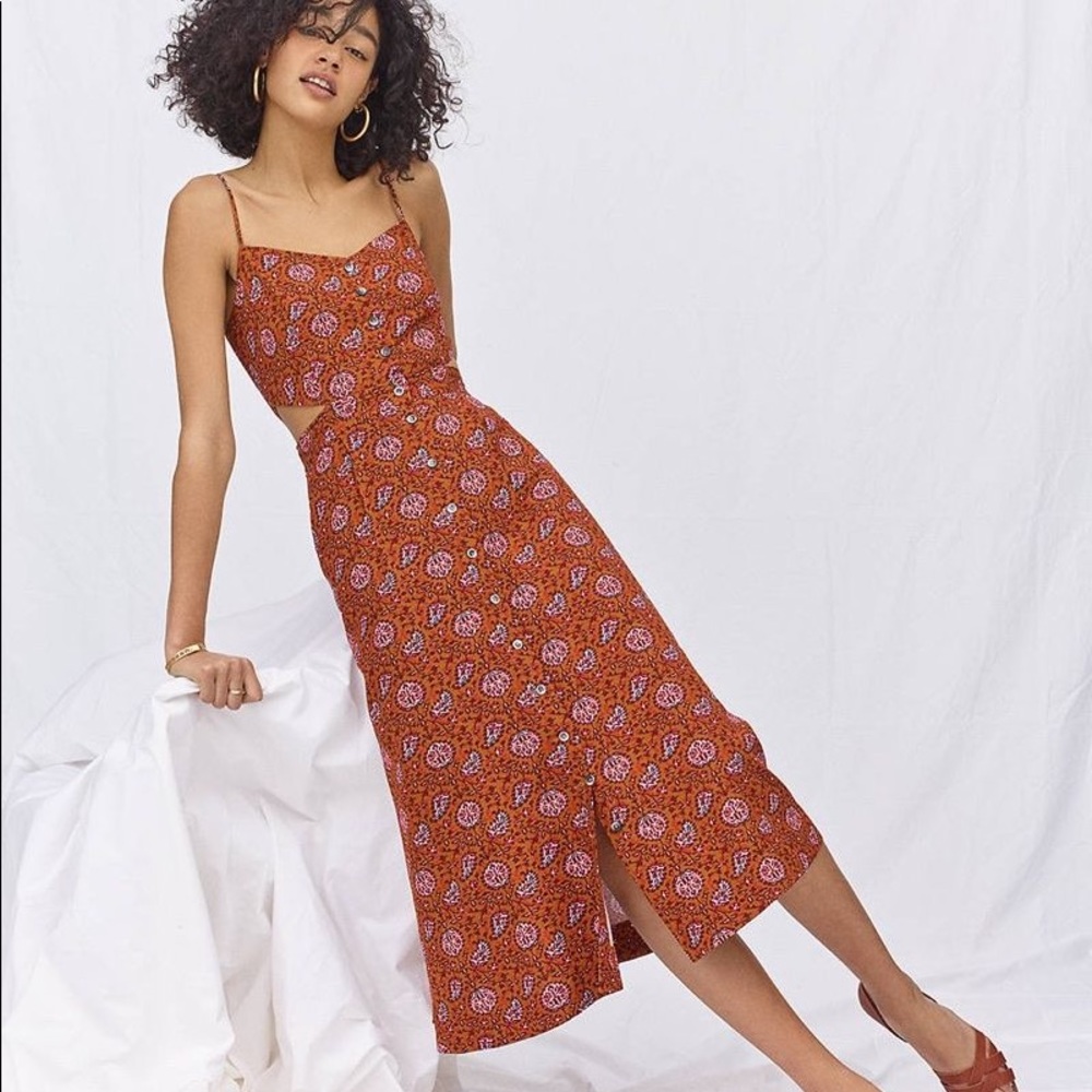 Madewell Cutout Cami Midi Dress in Warm Paisley